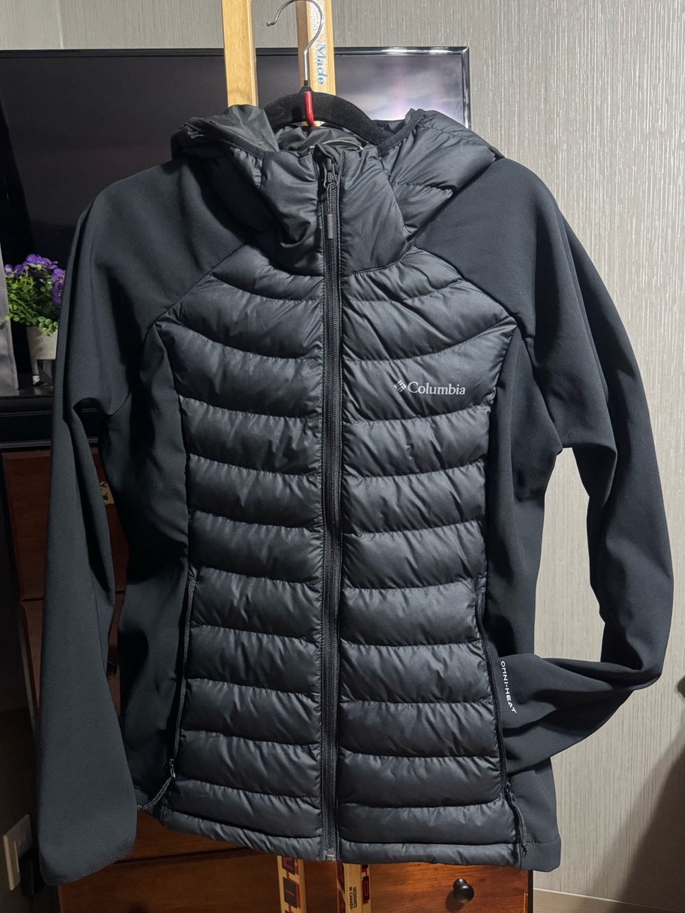 Columbia Omni-Heat Black Hybrid Insulated Hooded Jacket Size M
